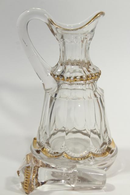 photo of EAPG antique cruet 1890s Riverside glass Empress pattern w/ gold decoration #5