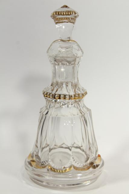 photo of EAPG antique cruet 1890s Riverside glass Empress pattern w/ gold decoration #6