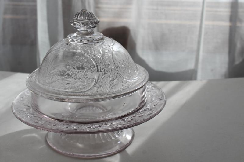 photo of EAPG antique glass butter dish w/ dome cover, Canadian pattern scenic views of Canada #5