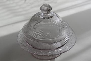 catalog photo of EAPG antique glass butter dish w/ dome cover, Canadian pattern scenic views of Canada