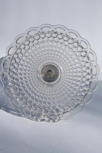 photo of EAPG antique glass cake stand, Thousand Eye bubble pattern glass cake pedestal plate #3