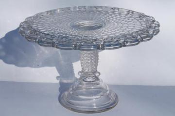 catalog photo of EAPG antique glass cake stand, Thousand Eye bubble pattern glass cake pedestal plate