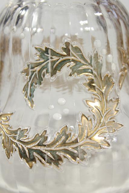 photo of EAPG antique glass cruet, fern or oak leaf garland gold scroll, circa 1900 #9