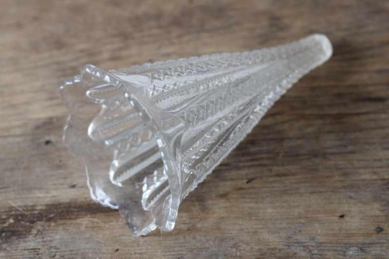 photo of EAPG antique glass epergne horn shaped vase, Victorian vintage pressed glass  #2
