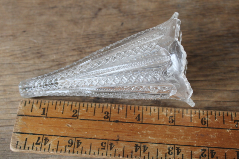 photo of EAPG antique glass epergne horn shaped vase, Victorian vintage pressed glass  #4