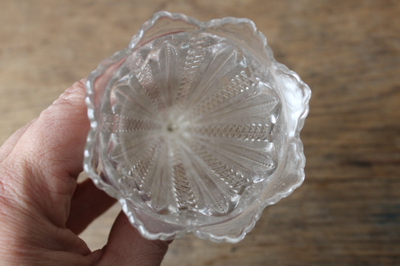 photo of EAPG antique glass epergne horn shaped vase, Victorian vintage pressed glass  #5