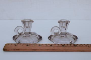 catalog photo of EAPG antique glass sun purple color miniature candle holders, pair of tiny candlesticks 1800s vintage 