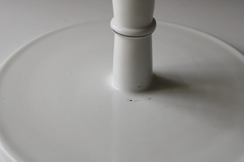 photo of EAPG antique hand painted milk glass cake stand, 1800s vintage Challinor Taylor pedestal plate  #8