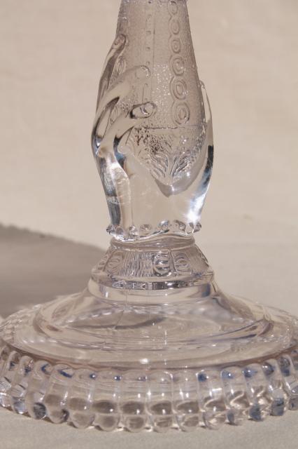 photo of EAPG antique lady's hand tree of life pattern glass compotes, graduated sizes pedestal bowls #10