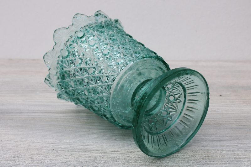 photo of EAPG antique light green glass apothecary jar (no lid) 1800s vintage Adams daisy & button #4