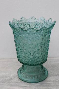 catalog photo of EAPG antique light green glass apothecary jar (no lid) 1800s vintage Adams daisy & button