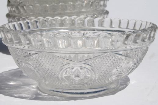 photo of EAPG antique pressed glass berry bowls or ice cream dishes w/ star in circle pattern #3