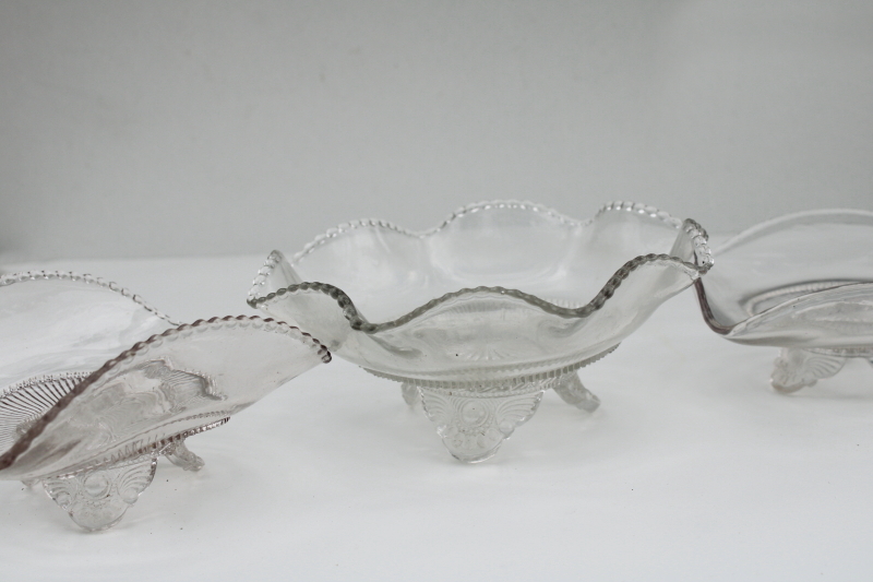 photo of EAPG antique pressed glass bowls, trio of candy dishes Colorado (Dewey) pattern #2