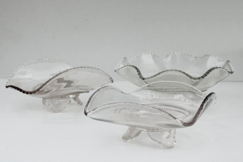 photo of EAPG antique pressed glass bowls, trio of candy dishes Colorado (Dewey) pattern #8