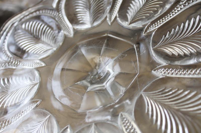 photo of EAPG antique pressed glass cake stand, paneled palm pattern early 1900s vintage #4