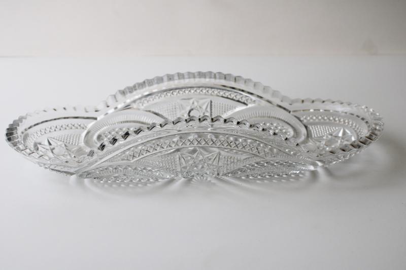 photo of EAPG antique pressed glass celery tray, Massachusetts pattern late 1800s vintage #1