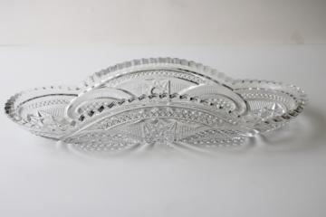 catalog photo of EAPG antique pressed glass celery tray, Massachusetts pattern late 1800s vintage