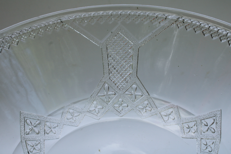 photo of EAPG antique pressed glass compote 1880s Victorian vintage diamond bar lattice pattern  #3