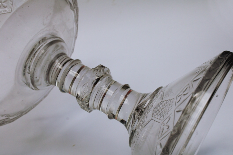 photo of EAPG antique pressed glass compote 1880s Victorian vintage diamond bar lattice pattern  #5