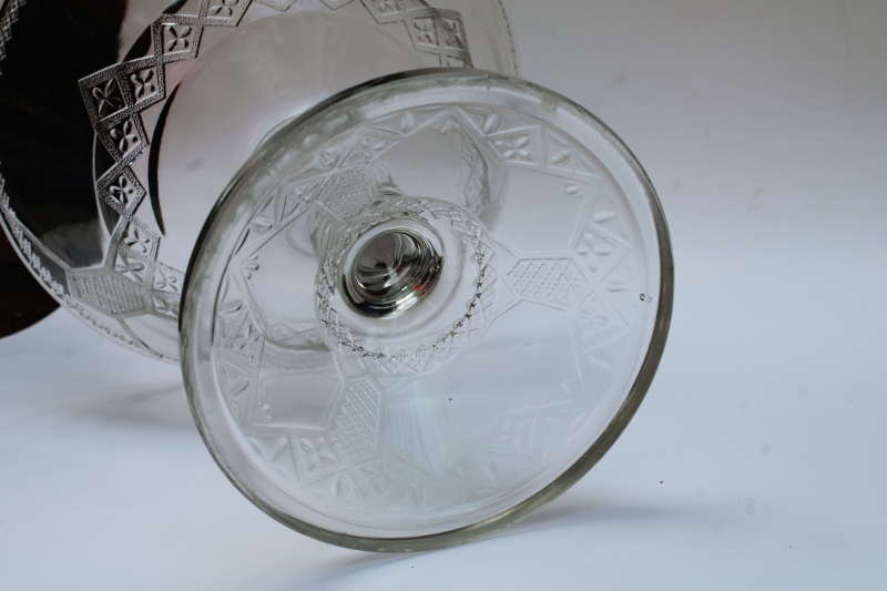 photo of EAPG antique pressed glass compote 1880s Victorian vintage diamond bar lattice pattern  #6