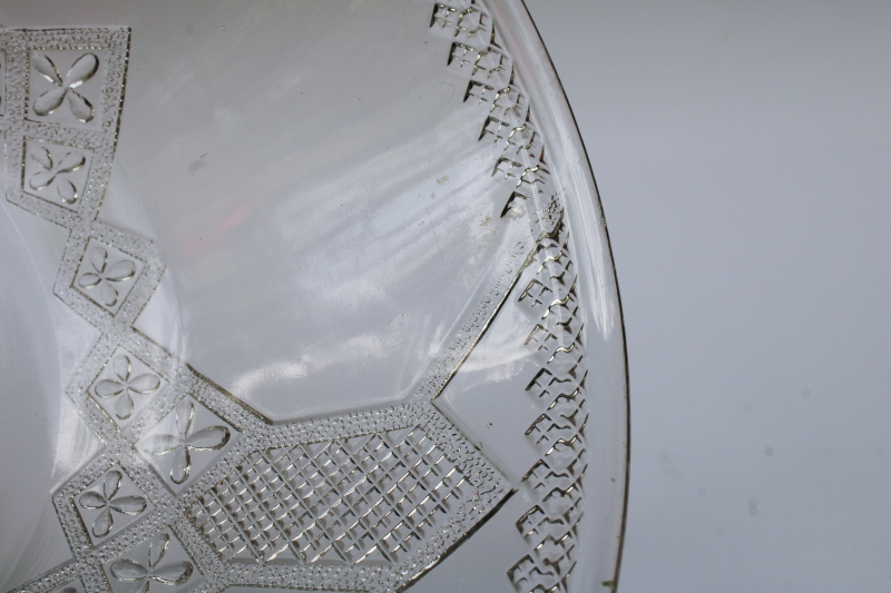 photo of EAPG antique pressed glass compote 1880s Victorian vintage diamond bar lattice pattern  #9