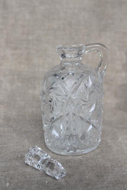 photo of EAPG antique pressed glass cruets, collection of pitchers all different patterns #6