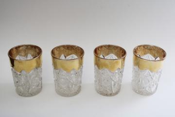 EAPG antique pressed glass tumblers, Victorian or Edwardian vintage drinking glasses