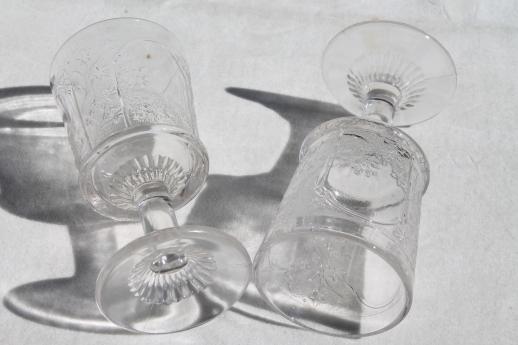 photo of EAPG antique pressed glass wine glasses, Canadian pattern Home Sweet Home scenes #5