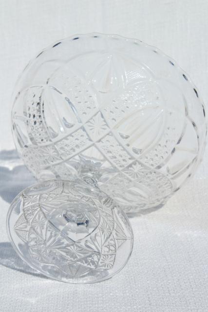 photo of EAPG antique pressed pattern glass compote fruit bowl, Bryce Anona twin teardrops #6