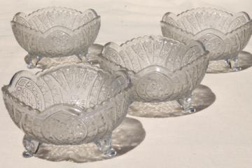 catalog photo of EAPG antique pressed pattern glass finger bowls, brilliant vintage, set of four