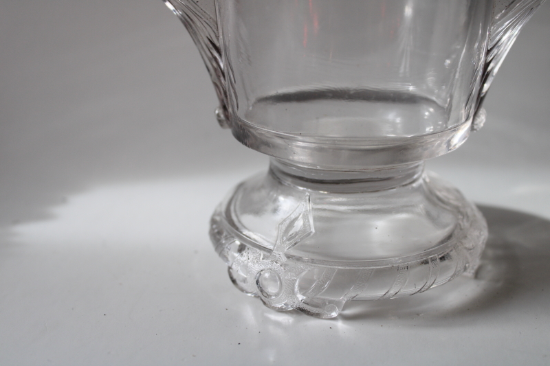 photo of EAPG antique pressed pattern glass spooner or celery vase, three toed foot #2
