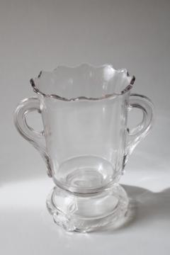 catalog photo of EAPG antique pressed pattern glass spooner or celery vase, three toed foot