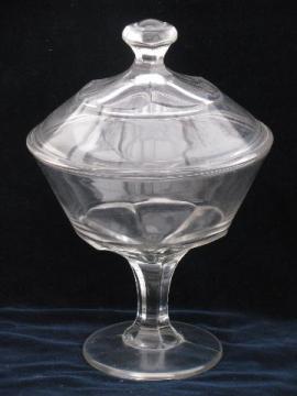 catalog photo of EAPG antique presseg pattern glass comport, lidded compote, vintage 1910