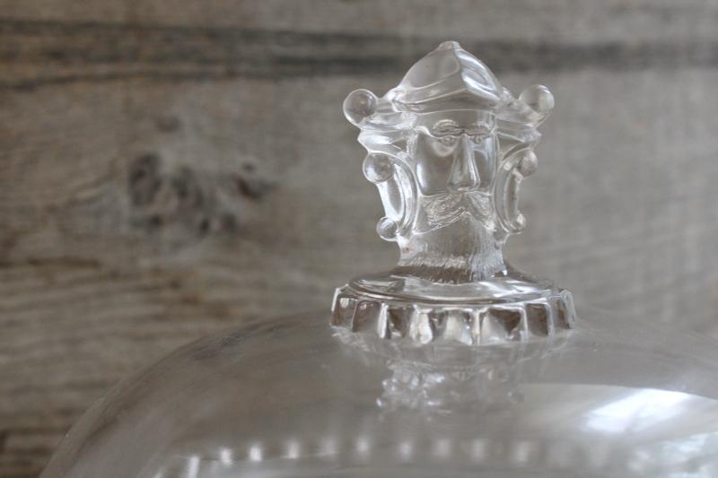 photo of EAPG antique vintage figural glass covered bowl Norwegian Viking w/ helmet #3
