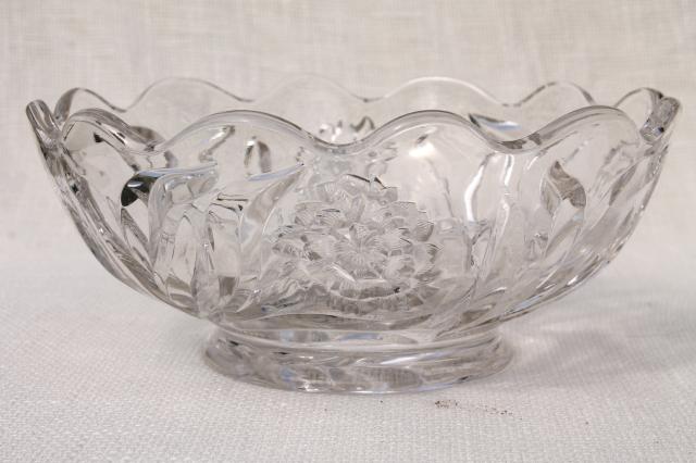 photo of EAPG antique vintage glass berry bowls set, carnation pattern pressed glass #3