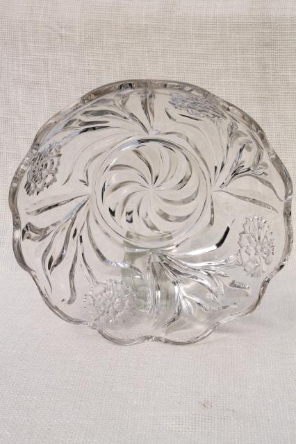 photo of EAPG antique vintage glass berry bowls set, carnation pattern pressed glass #4