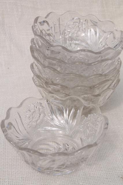 photo of EAPG antique vintage glass berry bowls set, carnation pattern pressed glass #9
