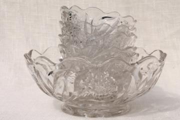 catalog photo of EAPG antique vintage glass berry bowls set, carnation pattern pressed glass