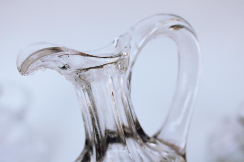 photo of EAPG antique vintage glass cruets, blown pressed pattern cruet bottles & stoppers #5