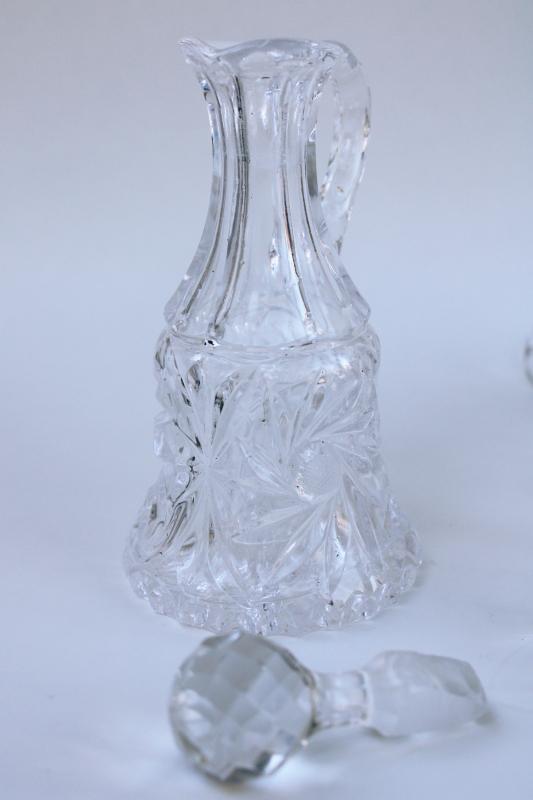 photo of EAPG antique vintage glass cruets, blown pressed pattern cruet bottles & stoppers #9