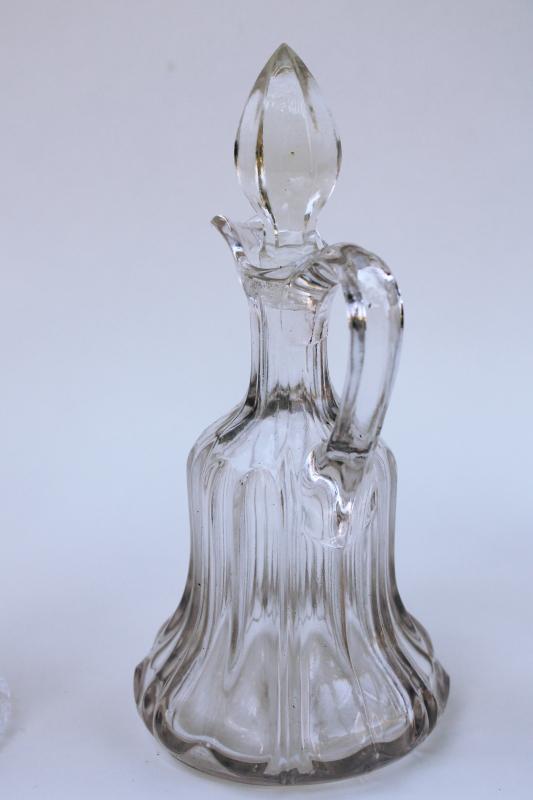 photo of EAPG antique vintage glass cruets, blown pressed pattern cruet bottles & stoppers #10