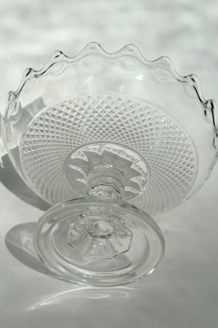 photo of EAPG diamond point band pattern glass compote bowl, 1800s antique pressed glass #5