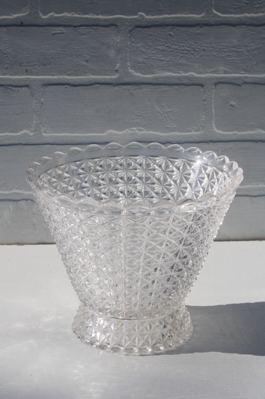 photo of EAPG fine cut pattern antique vintage pressed glass, large vase or footed bowl w/ wide flared shape #1