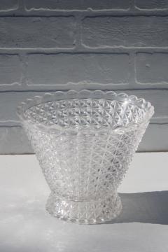 catalog photo of EAPG fine cut pattern antique vintage pressed glass, large vase or footed bowl w/ wide flared shape