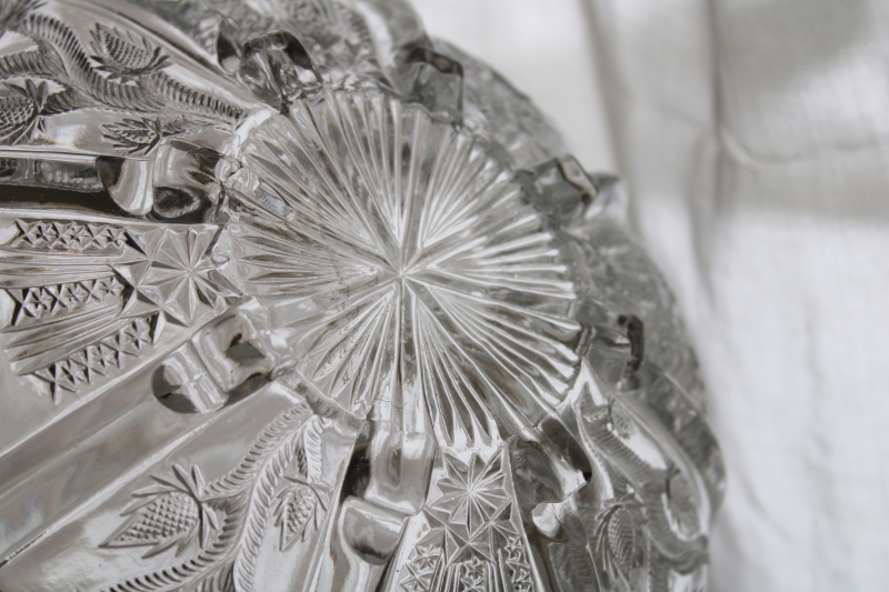 photo of EAPG glass bowl, Paneled Thistle pattern vintage 1915, antique pressed pattern glass #4
