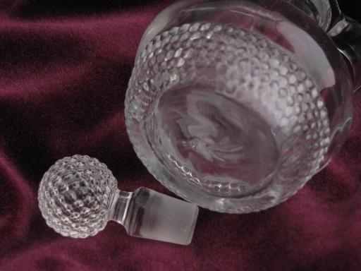 photo of EAPG glass cruet bottle, blown and pressed tiny bubble dewdrop pattern #3