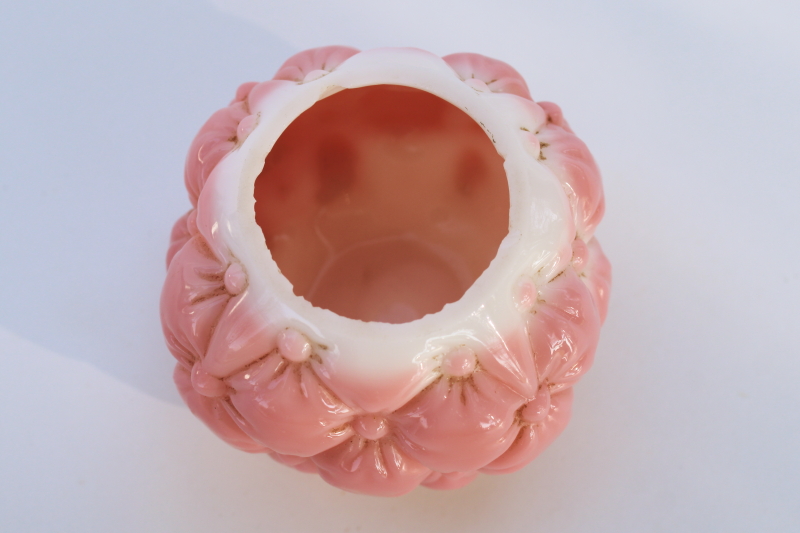 photo of EAPG glass rose pink opaline shaker jar or toothpick holder, quilted diamond pattern  #2