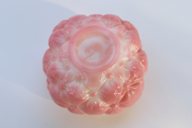 photo of EAPG glass rose pink opaline shaker jar or toothpick holder, quilted diamond pattern  #3