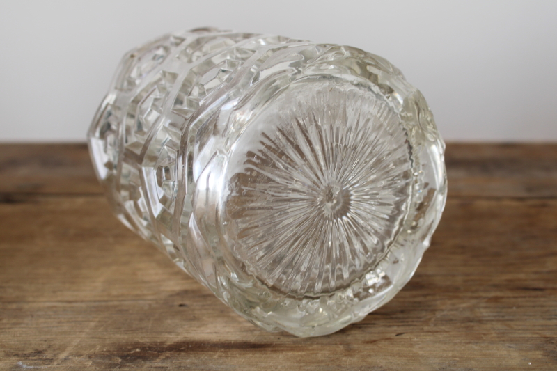photo of EAPG hexagon bullseye jar or vase, hexies pattern pressed glass 1890s antique #2