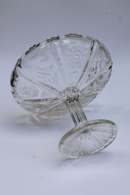photo of EAPG paneled thistle pattern antique glass compote, early 1900s vintage pressed glass #3